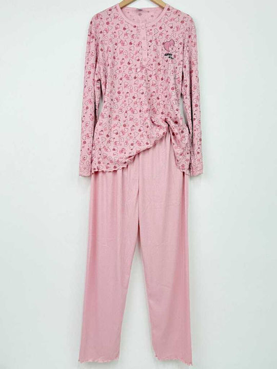 Cootaiya Winter Women's Cotton Pajama Set Pink
