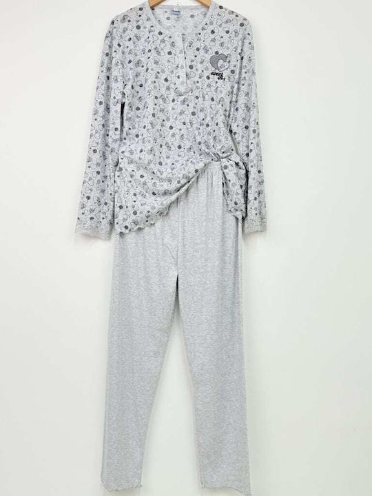 Cootaiya Winter Women's Cotton Pajama Set Gray