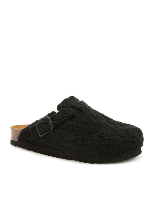 Scholl Anatomical Women's Slippers with Fur Black