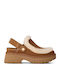 Suede Mules with Chunky High Heel in Brown Color