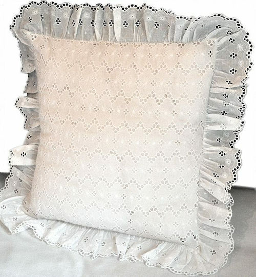White Line Throw Pillow Cover White 38x38cm