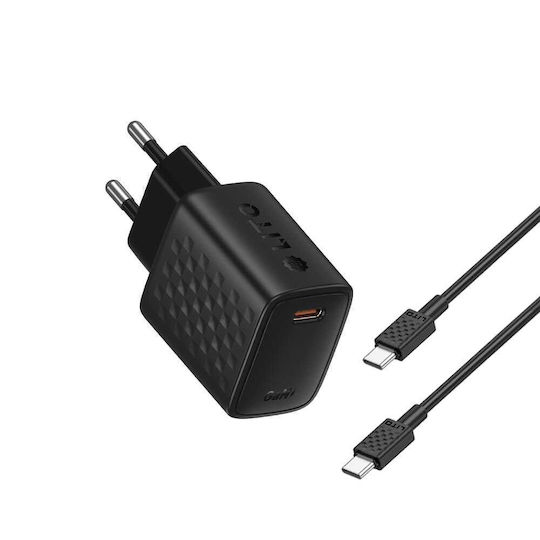 Lito Ladegerät GaN mit USB-C Anschluss und Kabel USB-C - USB-C 30W Stromlieferung Schwarzs (LC17)