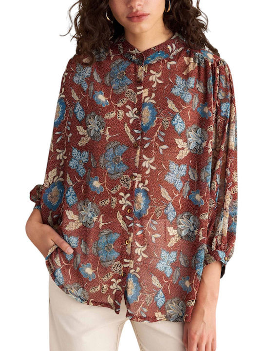 Μακρυμάνικο Γυναικείο Πουκάμισο Multicolor Floral