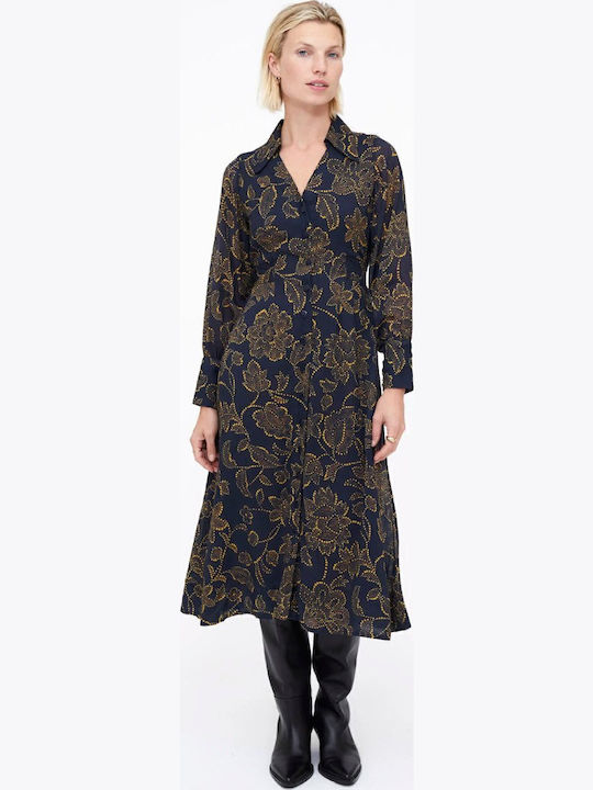 Midi Σεμιζιέ Φόρεμα Mustard, Blue