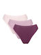 Basic Tai Βαμβακερά Femei Slip 3Pack Ecru/pink/purple