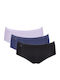 Basic Midi Hohe Taille Damen Slip 3Pack Lilac, Purple, Black