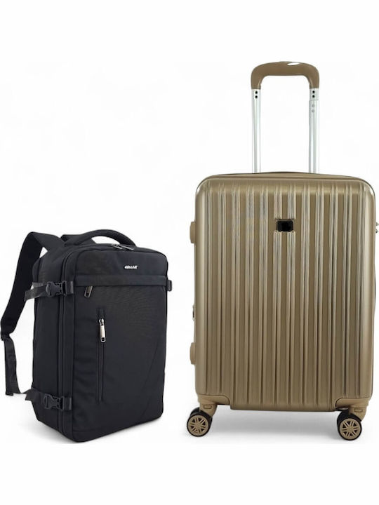 Roza Rz63c *combo* Hard Cabin Suitcase 55x40x20 +5cm Expansion & Travel Backpack 40x30x20 Gold