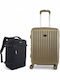 Roza Rz63c *combo* Hard Cabin Suitcase 55x40x20 +5cm Expansion & Travel Backpack 40x30x20 Gold