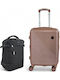Roza Rz705c *combo* Hard Cabin Suitcase 55x40x20 +5cm Expansion & Travel Backpack 40x30x20 Pink Gold