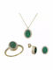 Gold Jewelry Set K9 Oval Rose Pendant Zircon Set033366 Set033366 9 Carat Gold