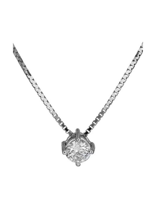 Halskette aus Weißgold 18k mit Diamant