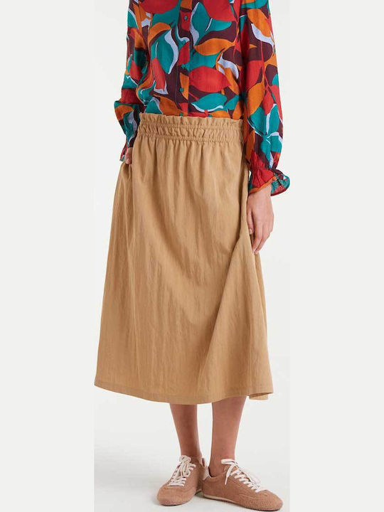 High-waisted Midi Skirt Camel
