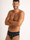 Adamo Herren Slips Schwarz mit Mustern 1Packung