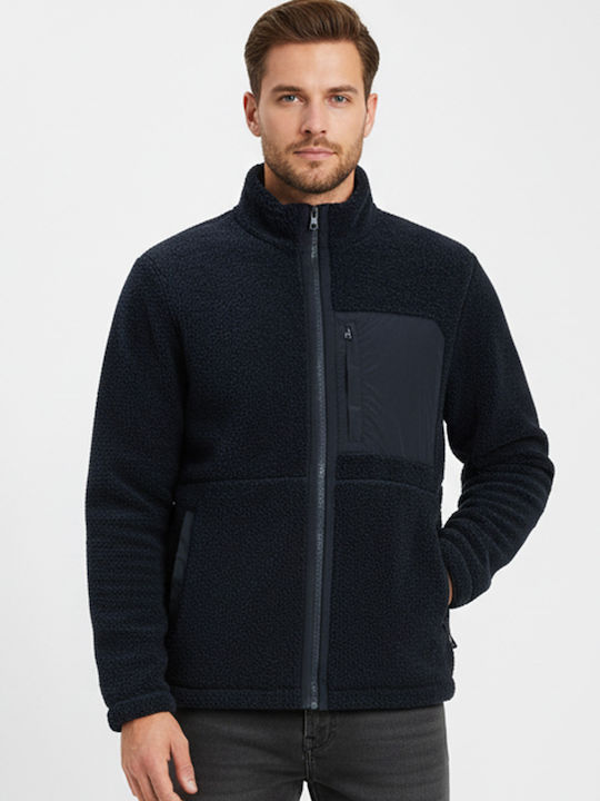 Men's Fleece Cardigan Evening Blue