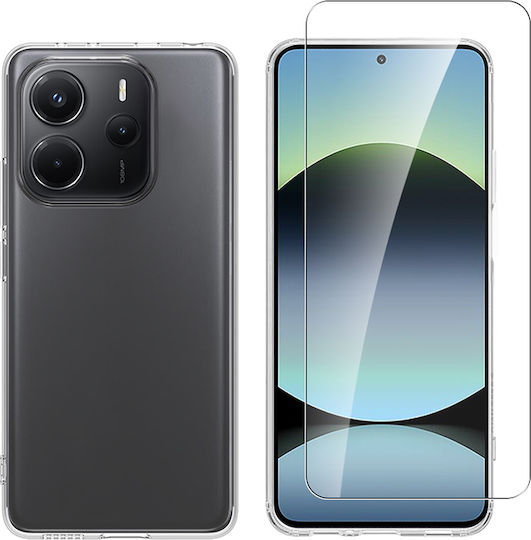 Redshield Set Back Cover Σιλικόνης Σετ με Τζαμάκι Διάφανο (Redmi Note 14 5G)