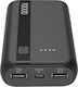 Cellular Line ESSENCE Power Bank 10000mAh 12W με 2 Θύρες USB-A και Θύρα USB-C Μαύρο