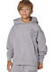 Fleece Kids Sweatshirt with Hood and Pockets Gray