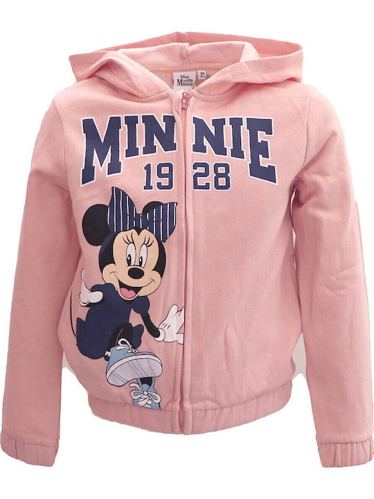 Kids Sweatshirt Cardigan Cotton with Hood Pink