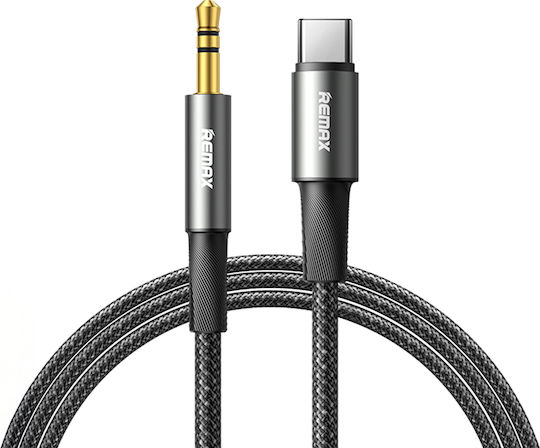 Remax Плетена USB 2.0 Кабел USB-C мъжки - 3,5 мм мъжки Черен 1.2м