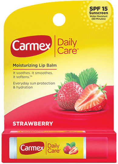 Carmex Daily Care Spf 15 Balsam de Buze cu Căpșuni Stick Protecție UV 4,25 G