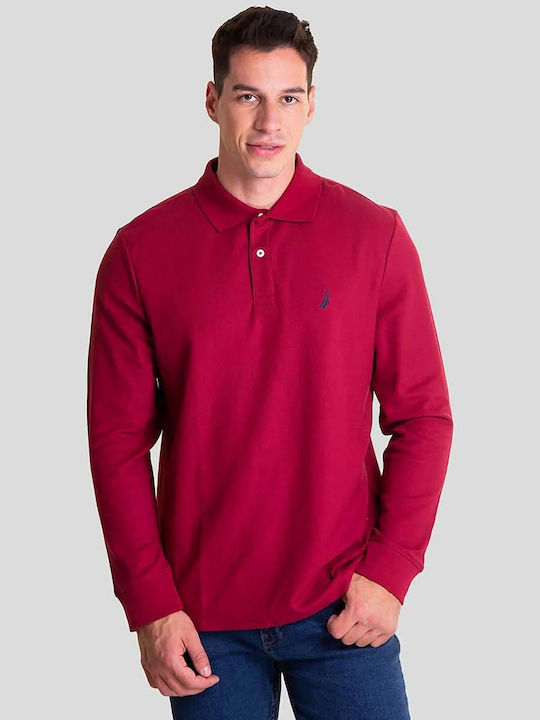 Nautica Polo Long Sleeve Blouse Burgundy