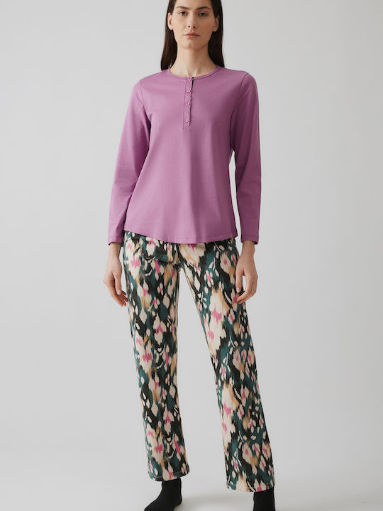 Minerva Winter Women's Pyjama Set Violet Floral