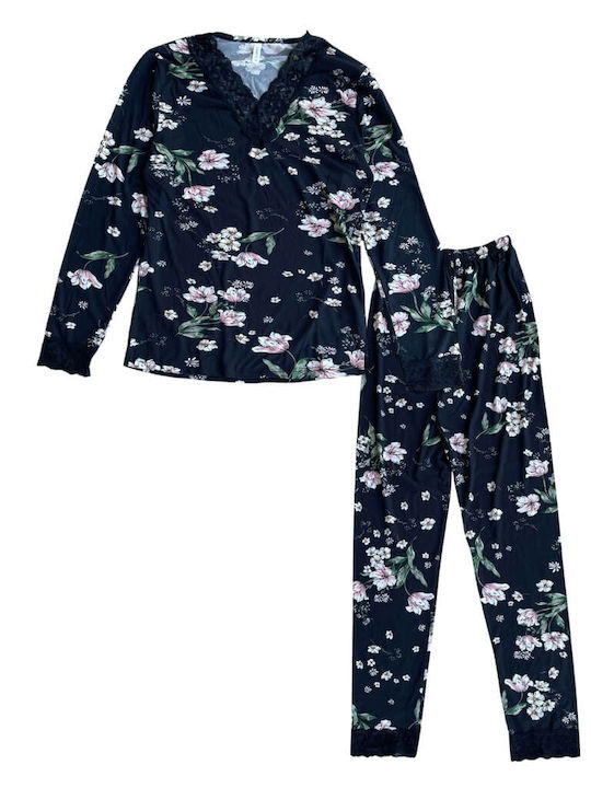 Caress Winter Damen Pyjama-Set Black