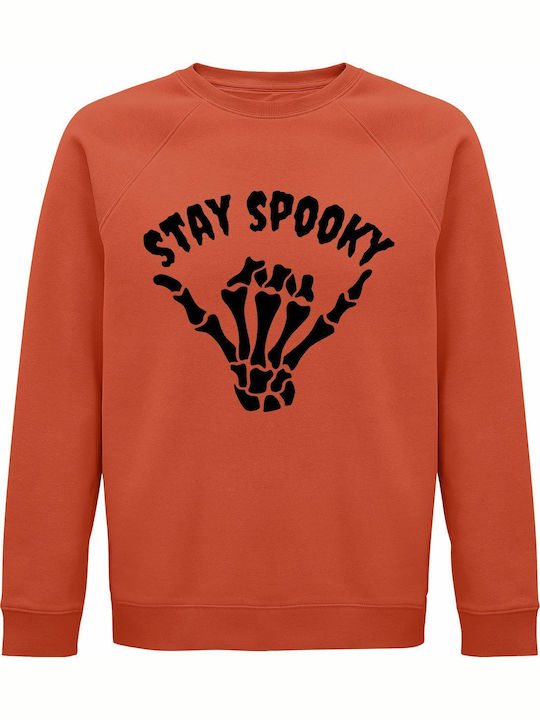 Sweatshirt Unisex Organic " Stay Spooky Halloween Horror Fan " Sweet Orange