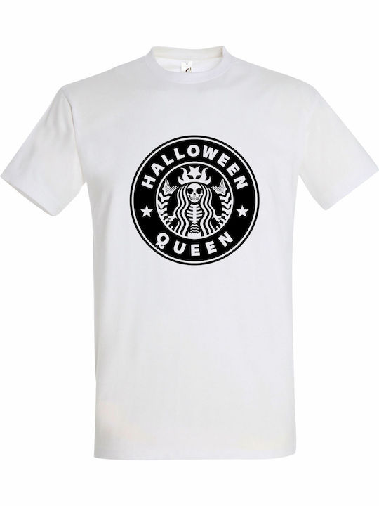 T-shirt Унисекс "Halloween Queen" Бяла