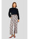 Women's High-waisted Fabric Trousers Blue