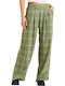 Great Influence Women's Fabric Trousers Oil Green Natural Plaid