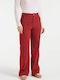 Women's High-waisted Fabric Trousers Straight Line Brown