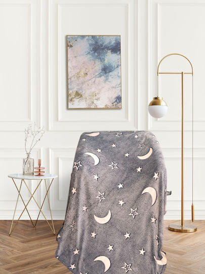 Κουβέρτα Fleece Φωσφορίζουσα Γκρι 200x150εκ.