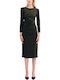 Midi Damenkleid Langärmelig Olivgrün