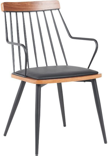 Chair Dining Room Posse 52x59x83cm Μαύρο-καρυδί