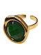 Ring with Stones made of Steel Gold Plated