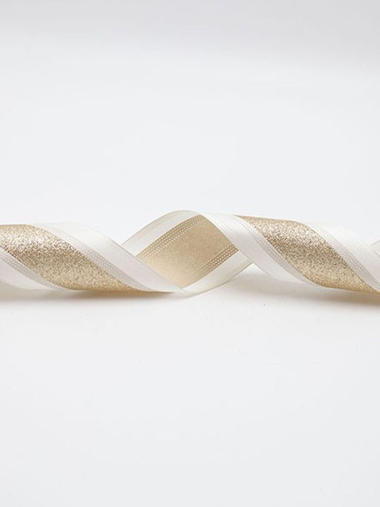 Ribbon Cream Satin Champagne Glitter 914x6.3cm Eurolamp 600-47857