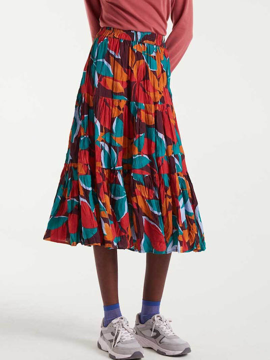 Pleated High-waisted Midi Skirt Burnt Orange