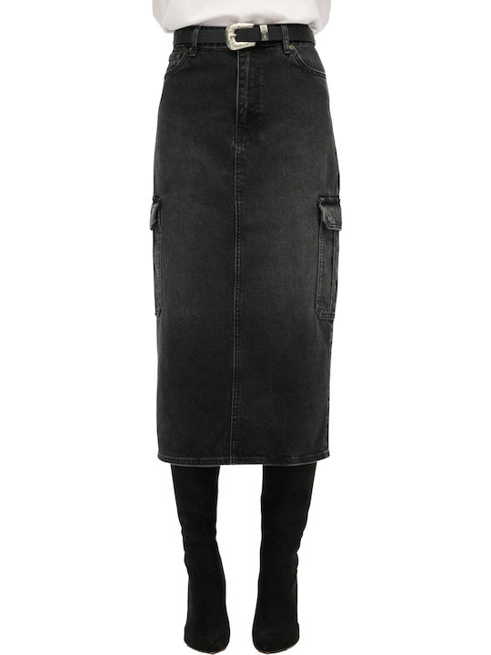 Midi Rock Black Denim