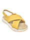 Leather Women's Flat Sandals Anatomic in Yellow Color