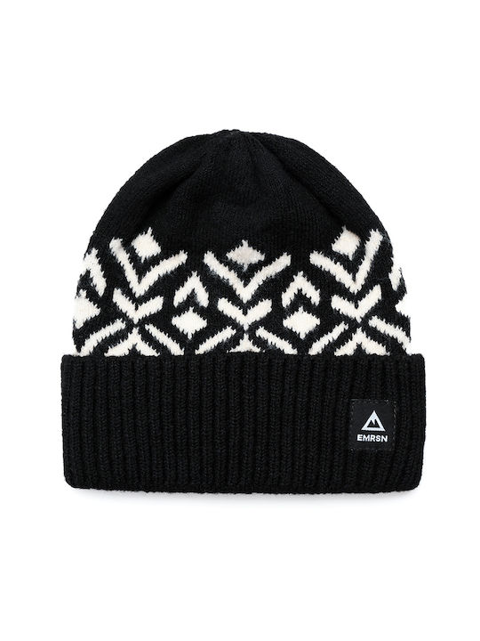 Beanie Unisex Σκούφος με Rib Πλέξη σε Μαύρο χρώμα