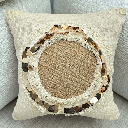 Aberto Design Decorative Pillow Case Ket 100% Cotton Beige 43x43cm