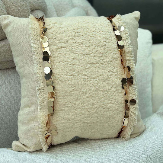 Aberto Design Decorative Pillow Case Ket from 100% Cotton Beige 43x43cm.