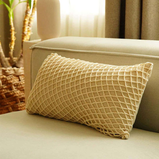 Aberto Design Decorative Pillow Case Ket from 100% Cotton Beige 30x50cm.