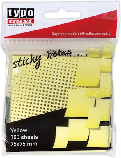 Typotrust Künstliche Notizblöcke Gelbe Aufkleber 100 Blätter 75x75mm Ts75075-05