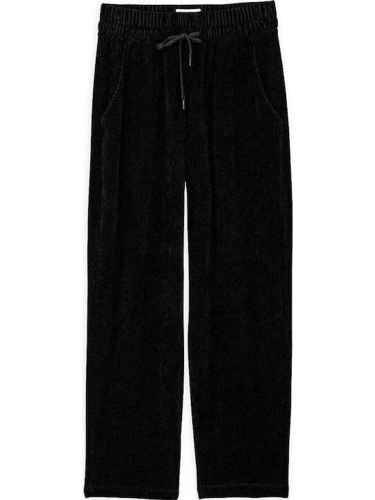 Women's Fabric Trousers with Elastic Black