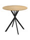 Round Kitchen Table Wooden with Metal Frame White Oak Black 80x80x75cm