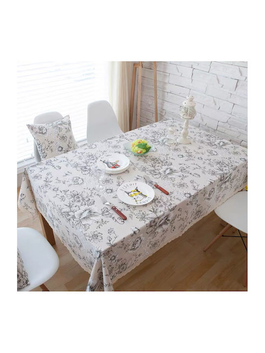 To megalo pazari Tablecloth Linen with Embroidery Linen 140x180cm