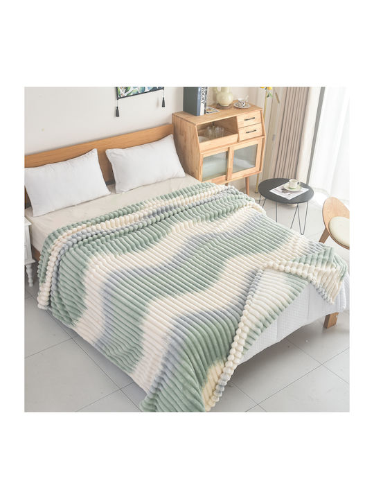 My Home Luxury Κουβέρτα Fleece Μονή 160x220εκ. Εκρού - Τιρκουαζ