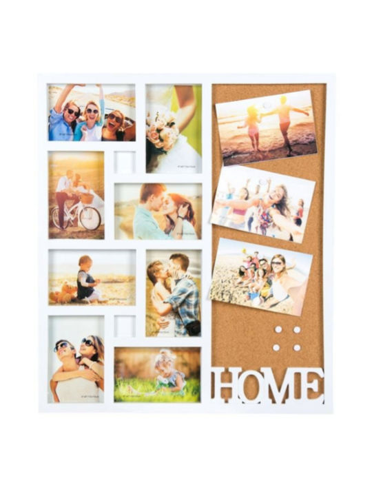 White Photo Frame Notice Board 8 Slots 48x54cm